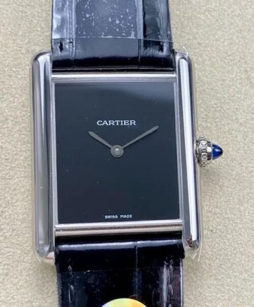 Replica Cartier Tank WSTA0071 DR factory Black Strap - AR Replica Watches