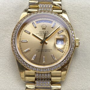 Replica Rolex Day-Date m128348rbr-0081 8+ factory Gold Bezel - AR Replica Watches