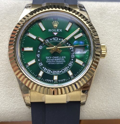 Replica Rolex Sky-Dweller 336238-0004 NOOB Factory Rubber Strap - AR Replica Watches
