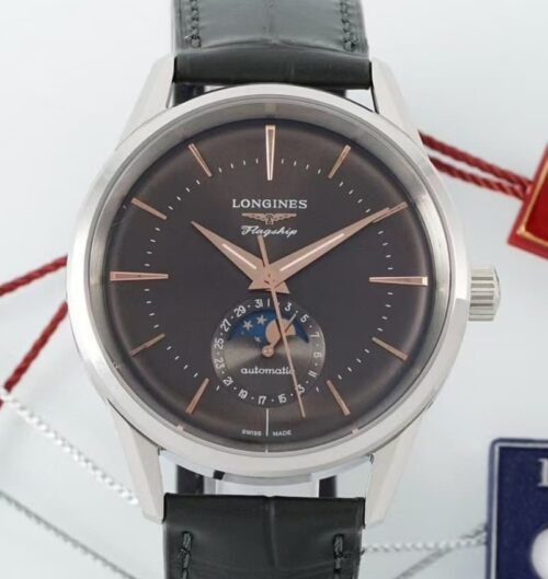 Replica Longines Flagship L4.815.4.62.2 AF Factory Black Strap - AR Replica Watches