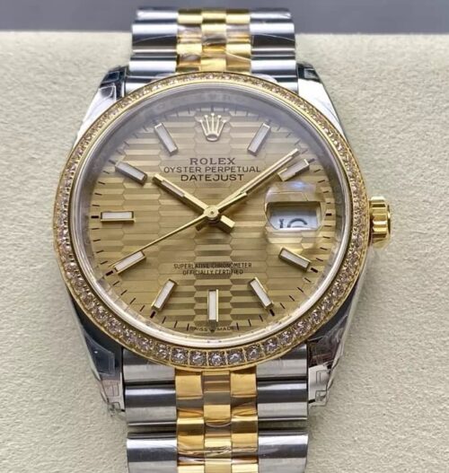Replica Rolex Datejust m126283rbr-0025 VS factory Gold Strap - AR Replica Watches