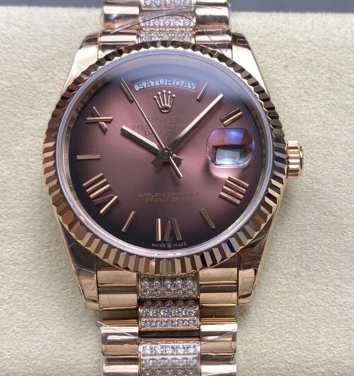 Replica Rolex Day-Date m128235-0076 8+ factory Gold strap - AR Replica Watches