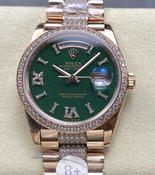 Replica Rolex Day-Date m128345rbr-0069 8+ factory Gold Strap - AR Replica Watches