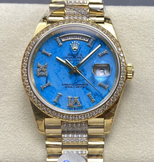 Replica Rolex Day-Date m128348rbr-0038 8+ factory Blue Dial - AR Replica Watches
