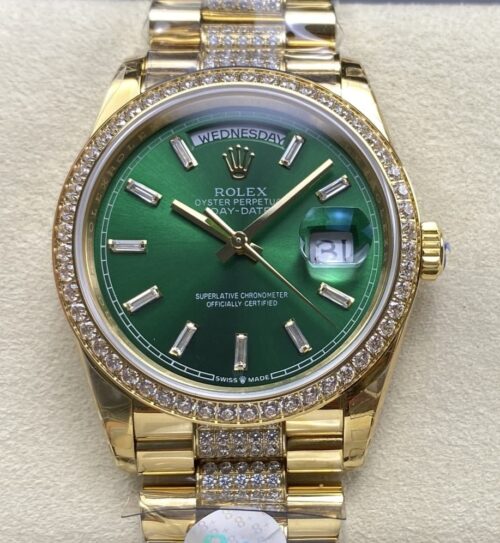 Replica Rolex Day-Date m128348rbr-0036 8+ factory Green Dial - AR Replica Watches