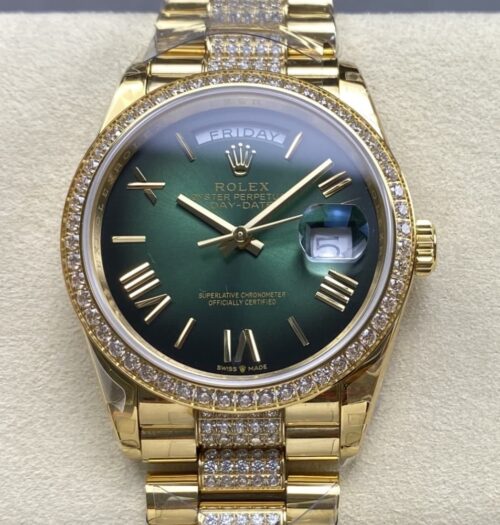 Replica Rolex Day-Date m128348rbr-0069 8+ factory Gold Strap - AR Replica Watches