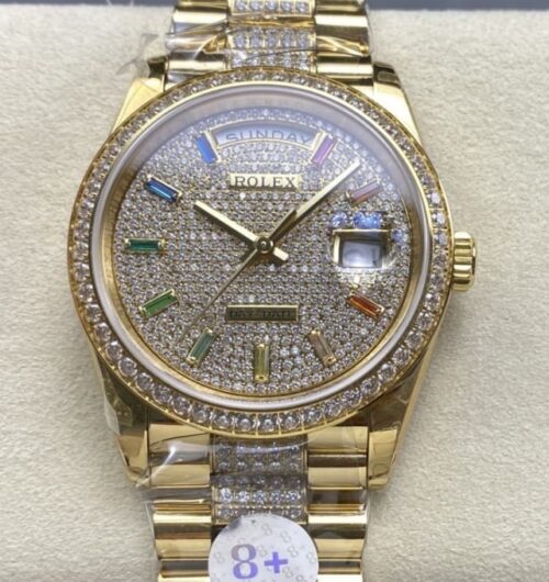Replica Rolex Day-Date m128348rbr-0031 8+ factory Diamond Dial - AR Replica Watches