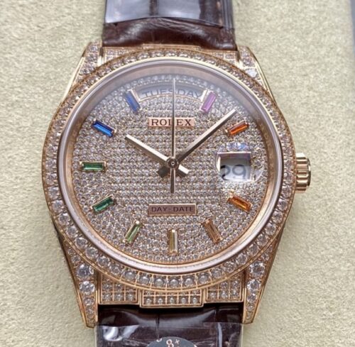 Replica Rolex Day-Date M128155RBR-0002 8+ factory Yellow Dial - AR Replica Watches