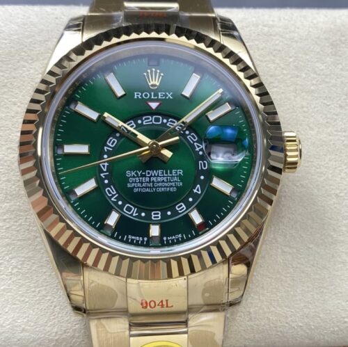 Replica Rolex Sky-Dweller 336938-0007 NOOB Factory Green Dial - AR Replica Watches