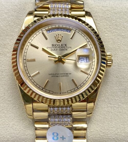 Replica Rolex Day-Date m128238-0046 8+ factory Gold Dial - AR Replica Watches