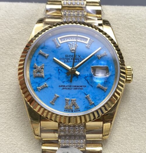 Replica Rolex Day-Date m128238-0072 8+ factory Turquoise - AR Replica Watches