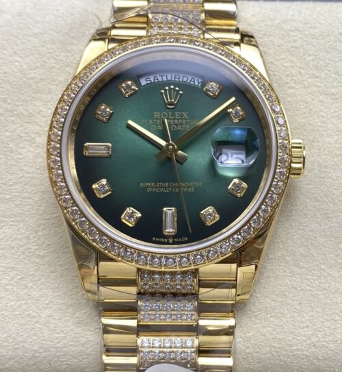Replica Rolex Day-Date m128348rbr-0036 8+ factory Green Dial - AR Replica Watches