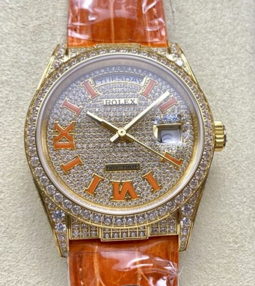Replica Rolex Day-Date M128158RBR-0002 8+ factory Coral Strap - AR Replica Watches