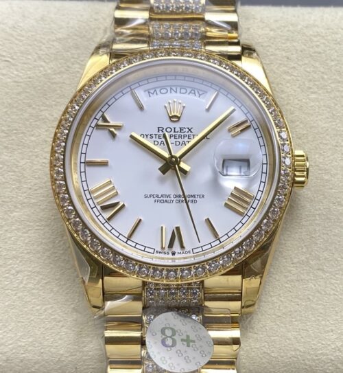 Replica Rolex Day-Date m128348rbr-0065 8+ factory White Dial - AR Replica Watches