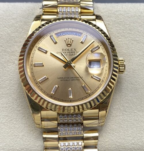 Replica Rolex Day-Date m128238-0133 8+ factory Gold Strap - AR Replica Watches