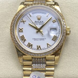 Replica Rolex Day-Date m128348rbr-0043 8+ factory Gold Case - AR Replica Watches