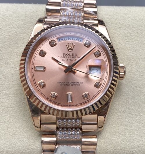 Replica Rolex Day-Date m128235-0019 8+ factory Diamond Strap - AR Replica Watches
