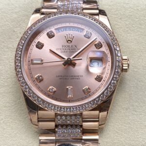 Replica Rolex Day-Date m128345rbr-0020 8+ factory Diamond Bezel - AR Replica Watches