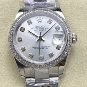 Replica Rolex Datejust m278384rbr-0033 AR factory Diamond Bezel Silver Gray - AR Replica Watches