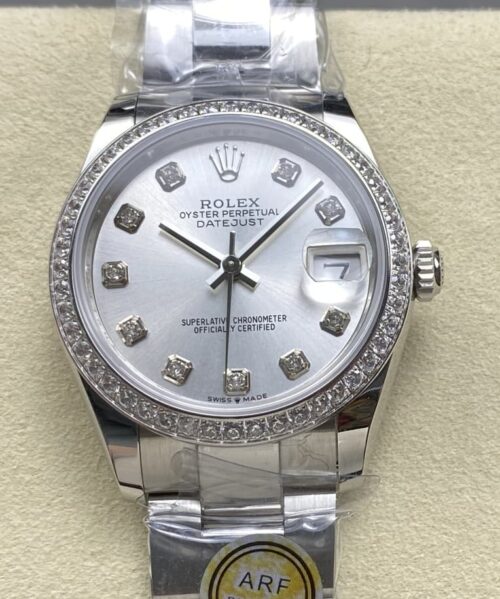 Replica Rolex Datejust m278384rbr-0033 AR factory Diamond Bezel Silver Gray - AR Replica Watches