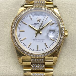 Replica Rolex Day-Date m128348rbr-0048 8+ factory Diamond Bezel - AR Replica Watches