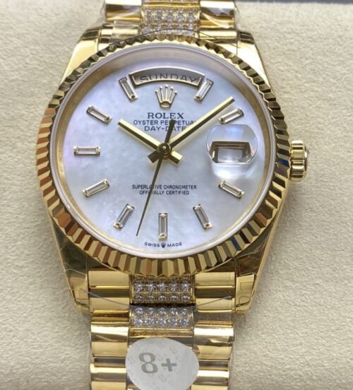 Replica Rolex Day-Date m128238-0124 8+ factory White Dial - AR Replica Watches