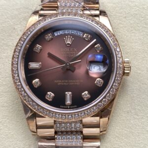 Replica Rolex Day-Date m128345rbr-0041 8+ factory Diamond Bezel - AR Replica Watches