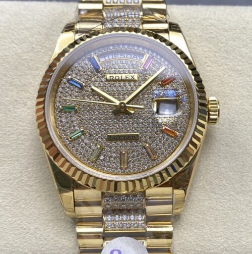 Replica Rolex Day-Date m128238-0052 8+ factory Gold Strap - AR Replica Watches