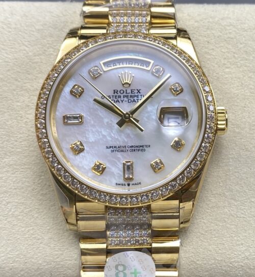 Replica Rolex Day-Date m128348rbr-0019 8+ factory Gold Strap - AR Replica Watches