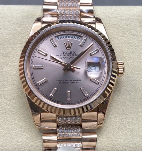 Replica Rolex Day-Date m128235-0088 8+ factory Diamond Strap - AR Replica Watches