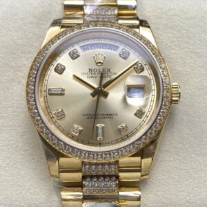 Replica Rolex Day-Date m128348rbr-0010 8+ factory Gold Dial - AR Replica Watches