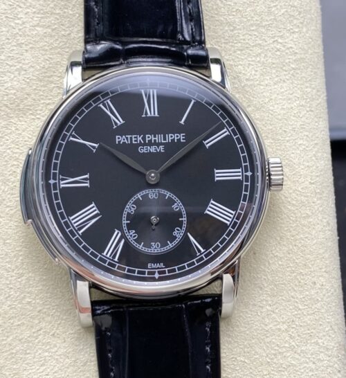 Replica Patek Philippe Complications 5078P Platinum Black Dial TW Factory Leather Strap - AR Replica Watches