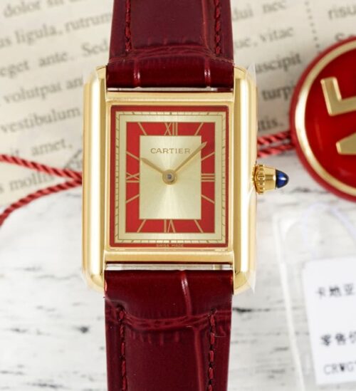 Replica Cartier Tank WGTA0059 AF Factory Burgundy Strap - AR Replica Watches