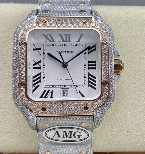 Replica Cartier Santos W2SA0021 AMG Factory White Dial - AR Replica Watches