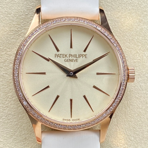 Replica Patek Philippe Calatrava 4897R-010 Pearl White Strap - AR Replica Watches