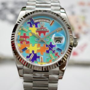 Replica Rolex Day-Date m128239-0056 QH Factory Silver Strap - AR Replica Watches