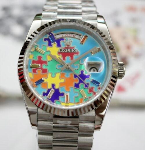 Replica Rolex Day-Date m128239-0056 QH Factory Silver Strap - AR Replica Watches