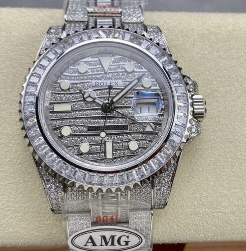 Replica Rolex GMT Master 116769TBR-74779B AMG Factory Silver Dial - AR Replica Watches