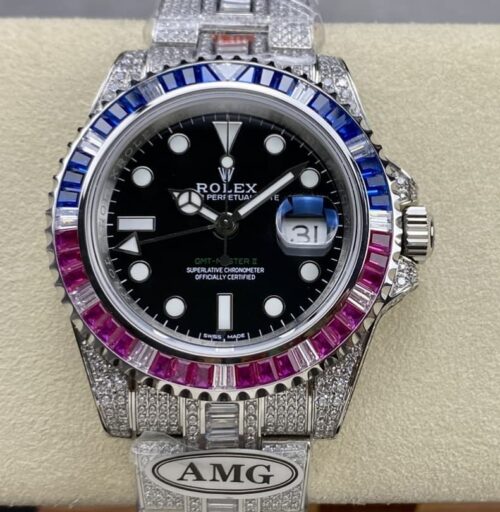 Replica Rolex GMT Master 116759 SAru-78209 AMG Factory Silver Strap - AR Replica Watches