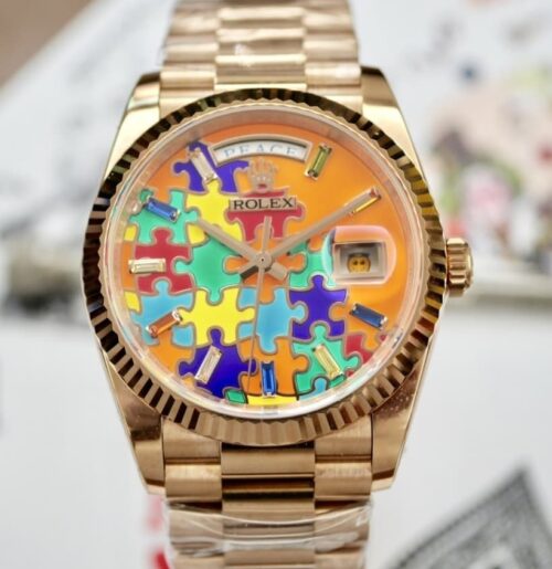 Replica Rolex Day-Date m128235-0063 QH Factory Orange Dial - AR Replica Watches