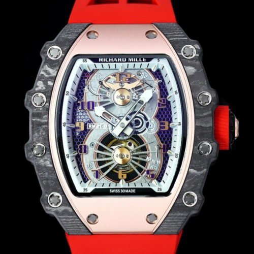 Replica Richard Mille Tourbillon RM21-01 RM Factory Red Strap - AR Replica Watches